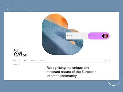 The Lovie Awards - European Internet Community Awards UI Concept awards website blue background design home page landing page the love awards typography ui ui design user interface ux ux desiign uxui uxui design web web design website design