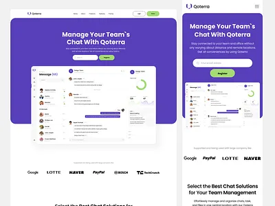 Qoterra - Team Message Dashboard design landing page landing page ui ui uiux web design website website design