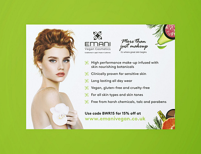 Emani Vegan Cosmetics Magazine Advertisement brand identity branding creative design creative designer design designer graphic design graphic designer illustration layout design layout designer logo design logo designer print design print designer typography typography design visual design visual designer visual identity