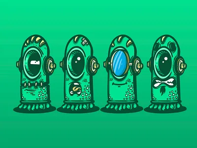Oddbot Society alien cartoon characters colors creature design doodle eyes green illustration