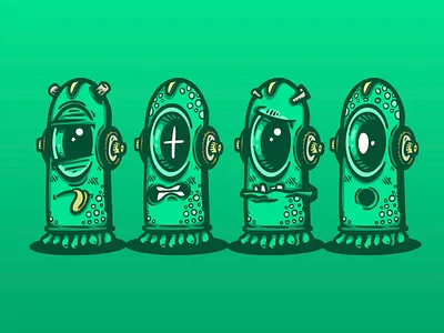 Oddbot Society alien cartoon character colors creature design doodle green illustration vector