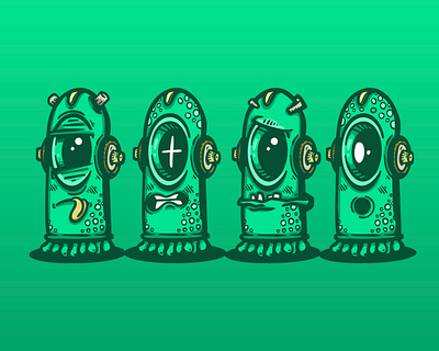 Oddbot Society alien cartoon character colors creature design doodle green illustration vector