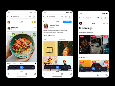 Social media app app app design design graphic design mobile desing social media ui valeria vega barkalova