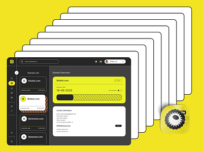 Junojo - Domains. Hosting. Control. (CRM Interface) bento grid branding business cartoon crm dashboard ddomain hosting orange playful retro saas server streetstyle ui ui ux user interface y2k yellow youth