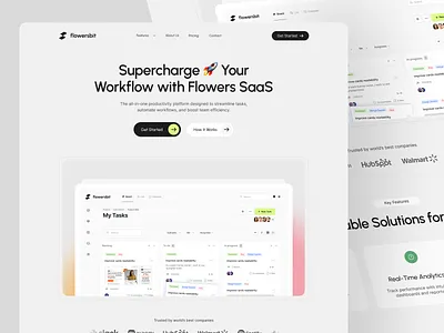 Flowerbit - Task Management Landing Page clean design design financial header landing page management app planner saas task task management ui uiux web design workflow