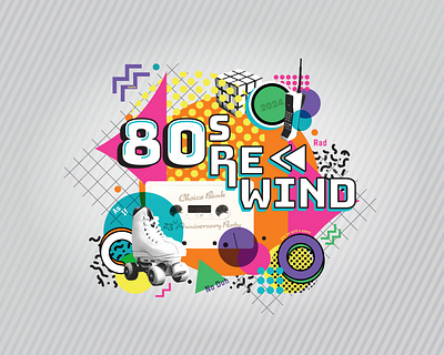 80's Anniversary Party Branding branding design event design graphic design illustration logo party design typography