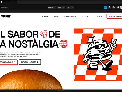 Hero Design Retro Restaurant animation branding food framer hero illustration interaction logo restaurant vector web web design website