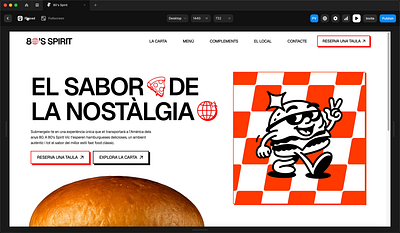 Hero Design Retro Restaurant animation branding food framer hero illustration interaction logo restaurant vector web web design website