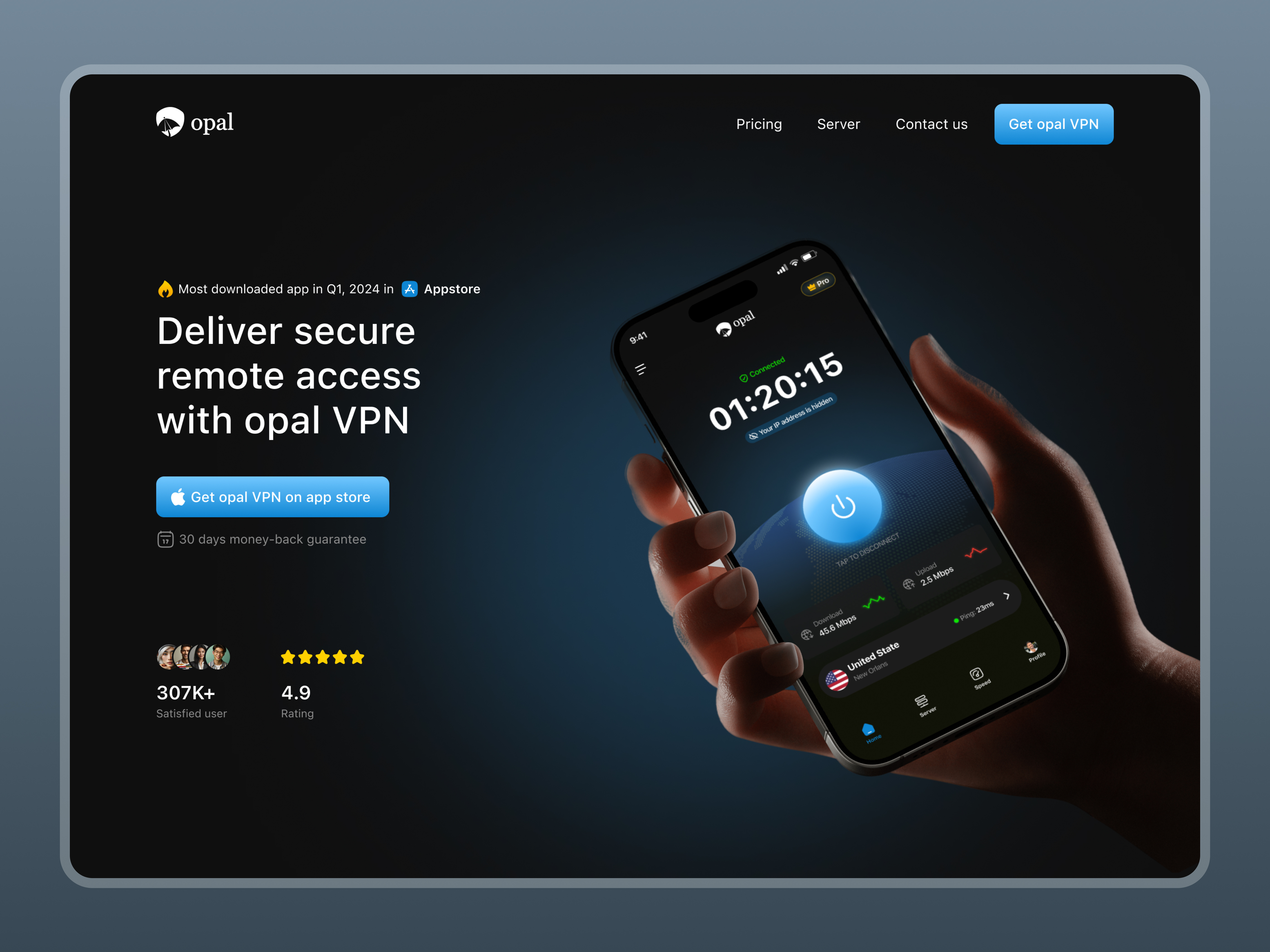 OPAL//{HERO}//VPN clean design figma landing page ui ui design