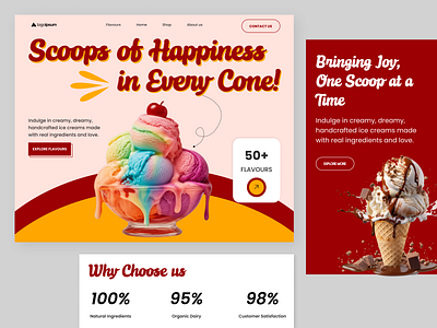 Ice Cream Website UI Design app appdesign daily ui dailyui design ui ui design uiinspiration uiux userinterface ux uxdesign webdesign