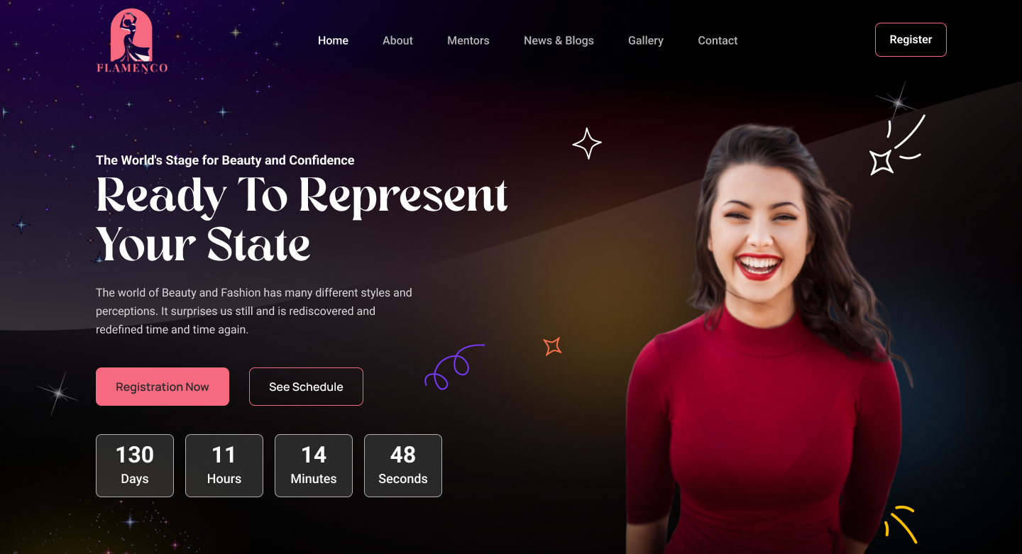 Flamenco - event management website animation design trend event management event planning figma new trend template theme website
