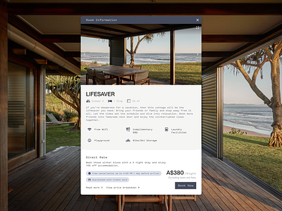 Booking Engine Room Details booking details hotel interface popup room ui ux