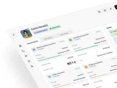 CoverFlow - Client Profile crm dashboard documents information insurance policies product design profile tabs ui user ux web app