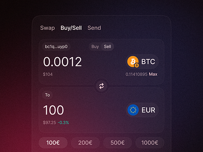 Junction Sell app bitcoin crypto design fiat junction sell swap trade ui web3