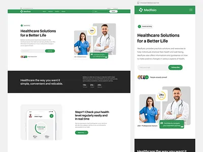 Medfisio - Health Tracking App Landing page design landing page landing page design landing page ui design landingpage ui ui uiux web design website website design