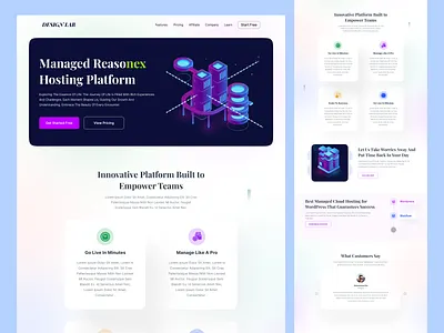 Designlab - Cloud Hosting Service Website cloud hosting website design landing page landing page ui ui uiux web design web ui website website design