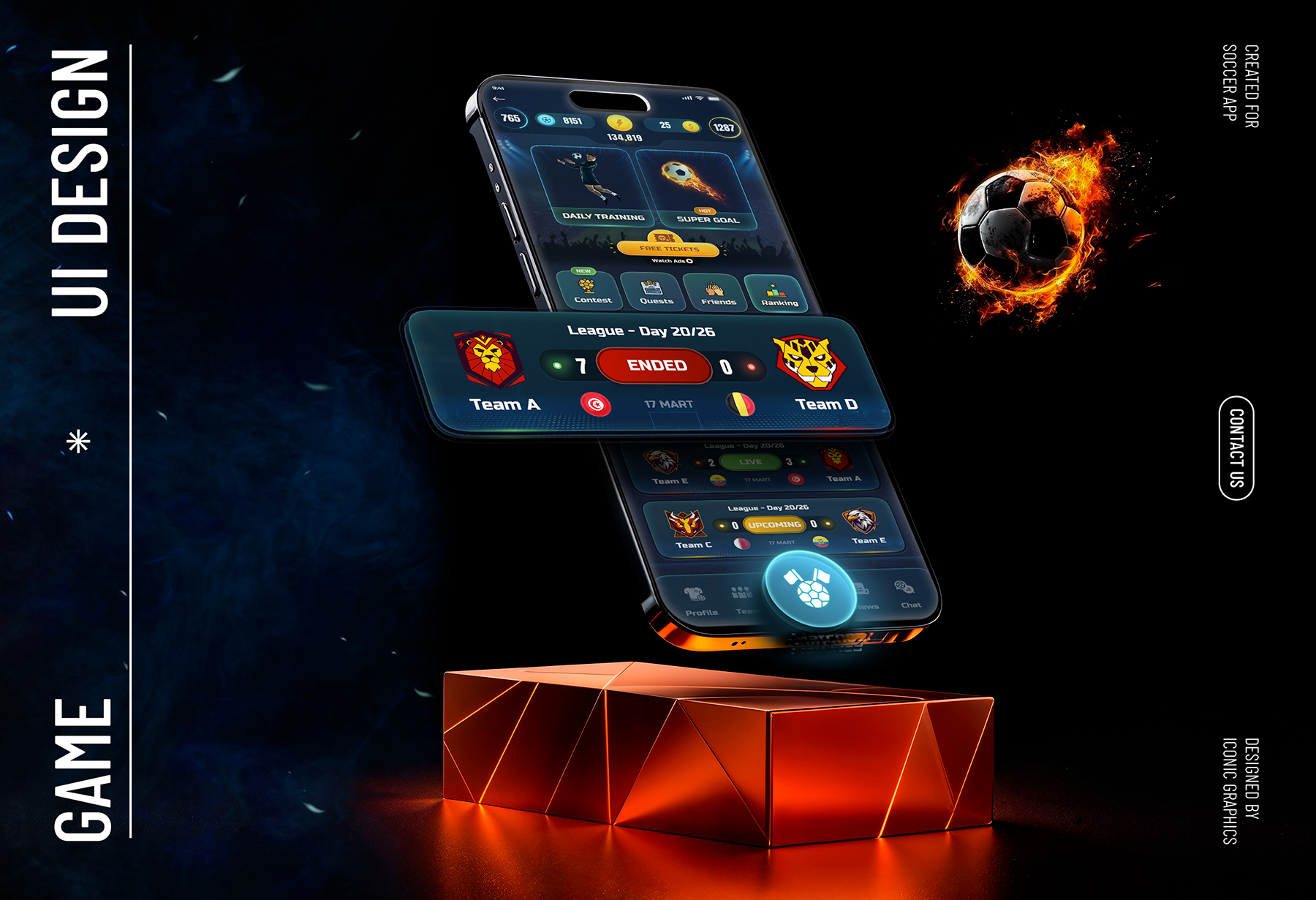 Soccer Mobile App Game UI Design 2d 3d app design creative football game ios mobile mobile app mobile game mobile ui popluar popular product design recent soccer ui ui design user interface ux