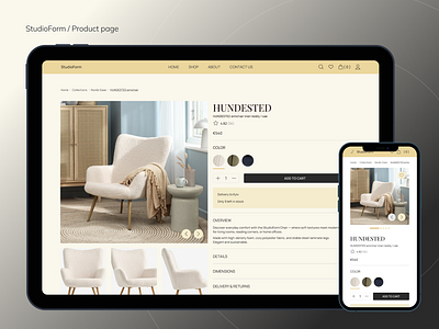 StudioForm — Product Page UI (Furniture E-Commerce) adaptive branding design ecommerce figma furniture furnituredesign mobile mobilefriendly product productpage scandinavianstyle shopinterface style ui uidesign ux uxdesign web webdesign
