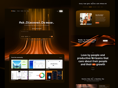 Athena ai - Landing page ai app artificial intelligence bento chatgpt design graphic design grid home illustration inspiration landing page llm machine learning page saas testimonial ui ux web