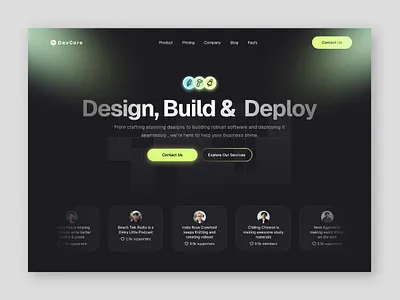 Web development agency hero section agency clean design dark mode it agency landing page lime saas dark mode ui web design web development web development agency