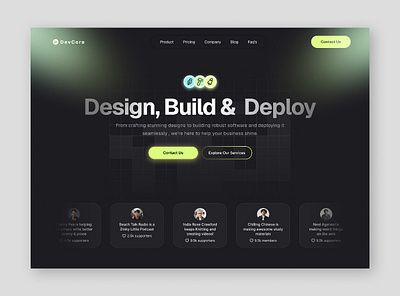 Web development agency hero section agency clean design dark mode it agency landing page lime saas dark mode ui web design web development web development agency