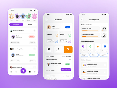 Smarter Pet Care - Mobile App Design app app design figmadesign mobile app mobile app design pet pet app pet care pet care app pet care mobile app pet health petwellness ui design vet veterinary
