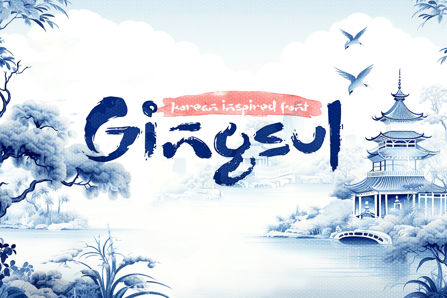 Gingsul - Korean Brush Style Font calligraphy font free font korean typeface