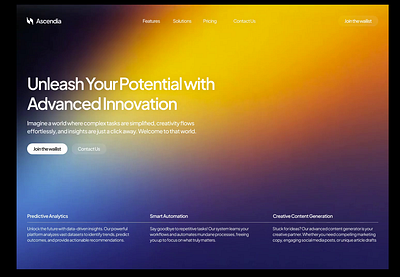 Ascendia Hero Section 3d animation graphic design motion graphics ui web