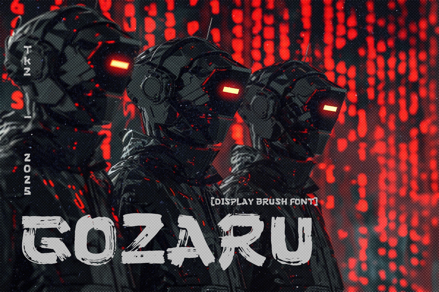 Gozaru - Blocky Brush Font brush font cyberpunk font futuristic graffiti graphic design hard brush modern sci fi typeface