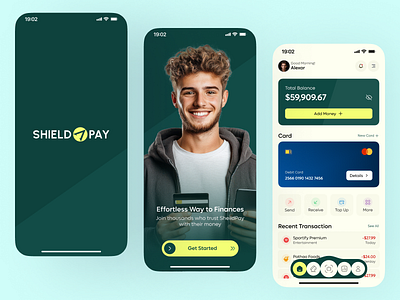 Shield Pay - Digital Banking App UI Design app design banking banking app banking app design banking app ui banking app uiux digital banking app fintech fintech app fintech app uiux mobile app mobile banking product design ui uiux ux