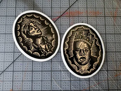 Biggie and Tupac biggie illustration stickers tupac woodcut