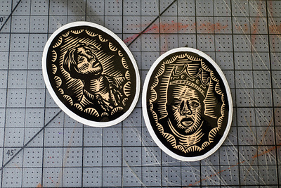 Biggie and Tupac biggie illustration stickers tupac woodcut