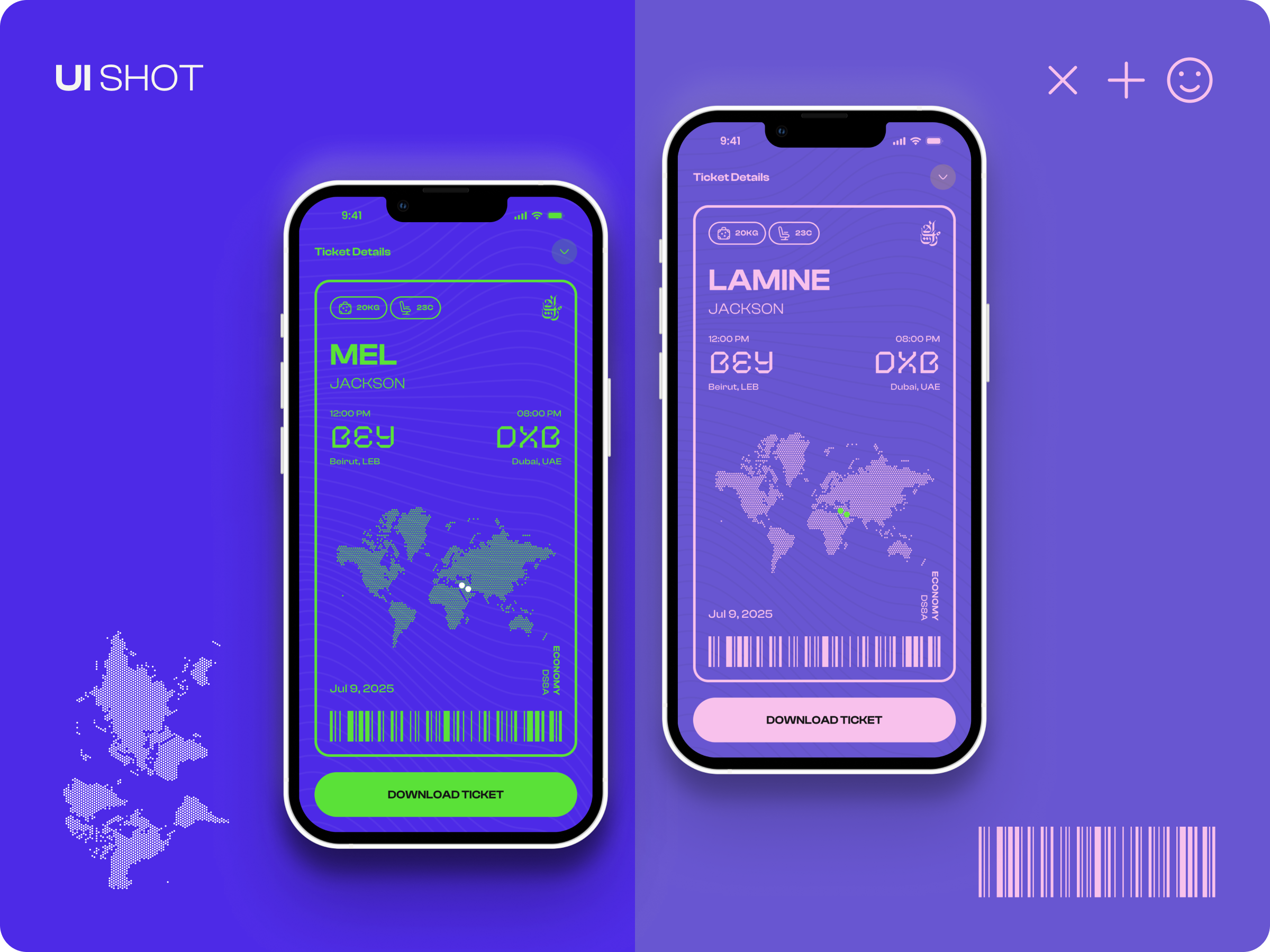 Plane Ticket / UI Shot app card drawer map mobile plane ticket travel travel card trip ui