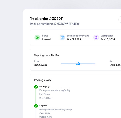 Track Order Status delivery company delivery tracking e commerce logistics logistics design modals order status order tracking ui ui design ui ux web page