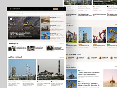 🛢️ Tech Meets Industry – Editorial Platform for the Energy Sect cleandesign dailyui design editorial design industrialdesign landing page news platform ui uidesign ux webdesign