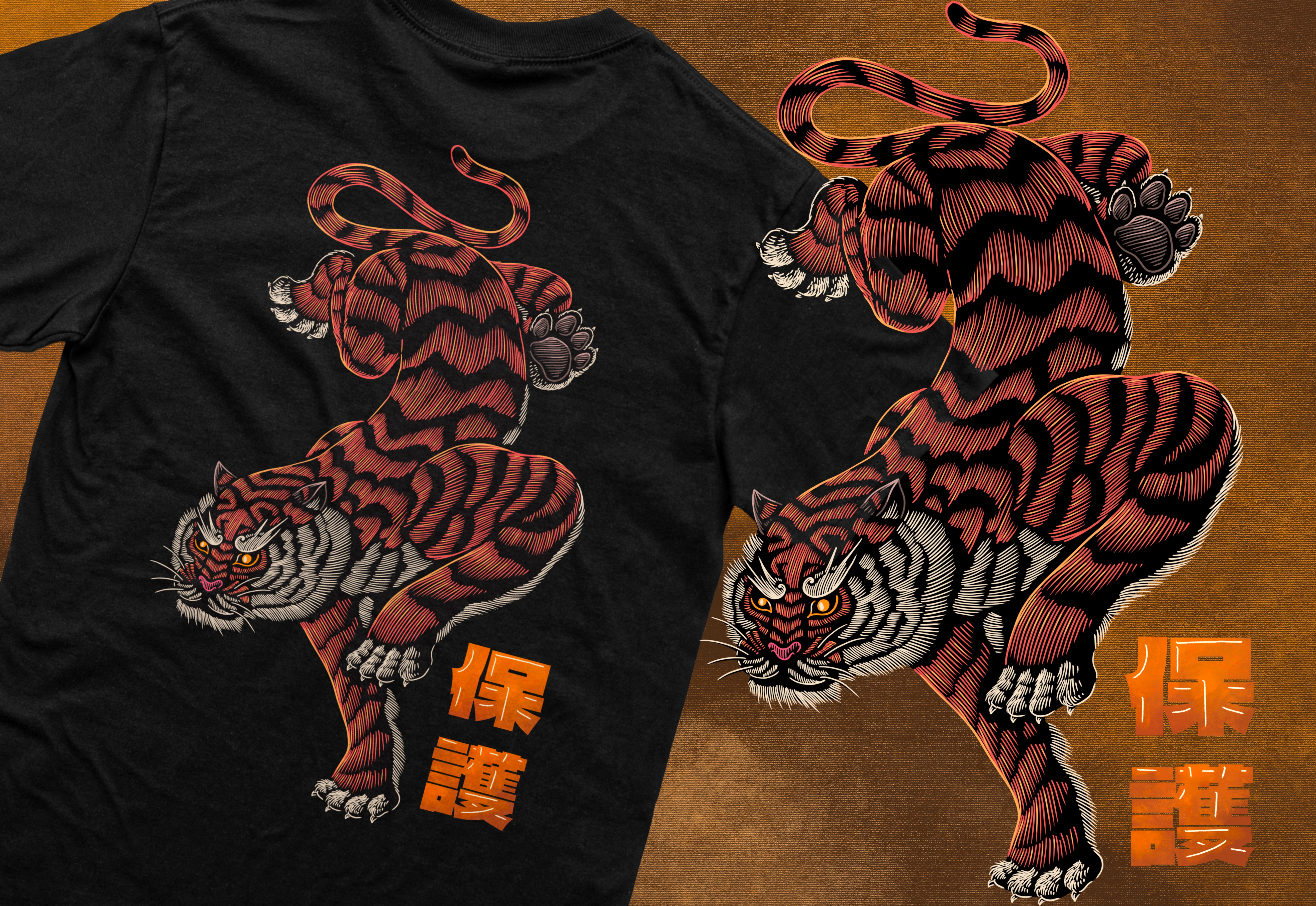 Example of Unique T Shirt Design In Digital Linocut