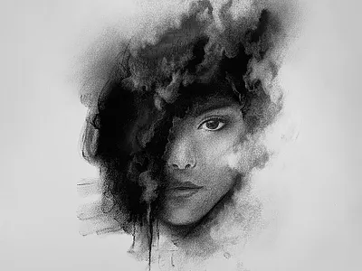 Shadows and Clouds - Charcoal Drawing animal art arte charcoal desenho dibujo drawing portrait surreal