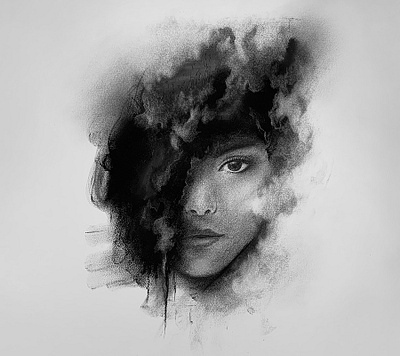 Shadows and Clouds - Charcoal Drawing animal art arte charcoal desenho dibujo drawing portrait surreal