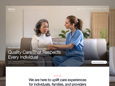 Gentla Future Home - Eldery Care Landing Page care service eldery care family care landing page landing page design nursing home web design