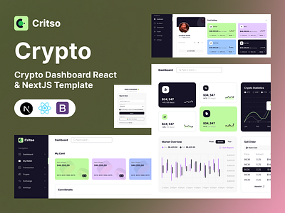Critso - Crypto Dashboard React & NextJS Template blockchain cryptodashboard cryptowebsite reacttemplate techstartup web3 webdesign