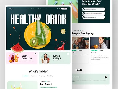 🧃 Myuzu - Healthy Drink Landing Page branding colorful design figma fresh fresh juice graphic design green health healthy healthy drink home page illustration juice juice website landing page logo minimal ui website