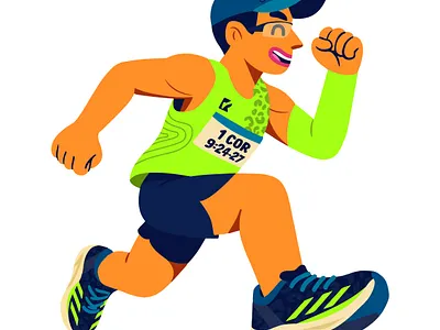 Guturo Running character cute design graphic illustration running vector