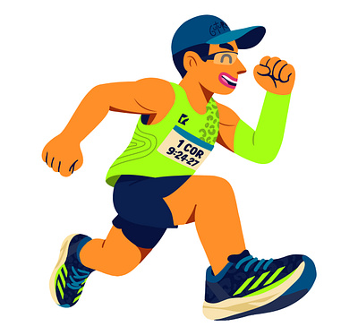 Guturo Running character cute design graphic illustration running vector