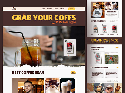 Coffee Brand Landing Page branding breakfast cafe cappuccino coffee coffee website design drink e commerce espresso homepage landing page logo ui web web design web page web site webpage website design