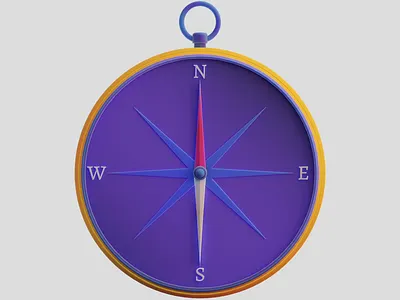 Compass - 3D Animated icon 3d 3d art animation blender cartoon colorful design illustration instrument mograph motion graphics orange purple stylized system