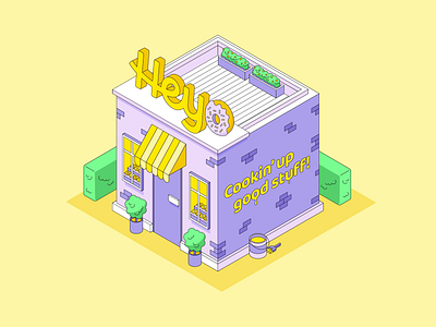 Donut Day branding building cartoon city cute design donut figma graphic design illustration isometric logo night pastel shop vector