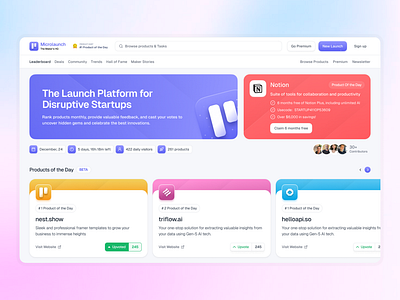 Website UX Design for Microlaunch branding design illustration product design saas ui ui design uiux uiux design ux design