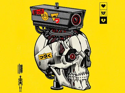 腐った book cartoon cd character cyberpunk design graphic design illustration music old skull vector vintage vinyl