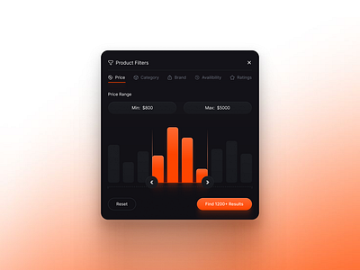 Dark Mode Price Filter UI branding dark mode design ecommerce ui filter ui glow effect illustration interactive ui product design saas ui ui design uiux uiux design ux design