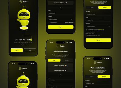 Onboarding & Login – AI Community -Mobile App ai app appdesign communityapp dribbbleshots loginscreen mobileappui mobileux onboardingui uxuidesign